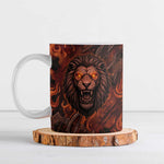 Maahes Ceramic Mug Ancient Egyptian Fiery Red Flame - Roaring Lion Head - African Pride