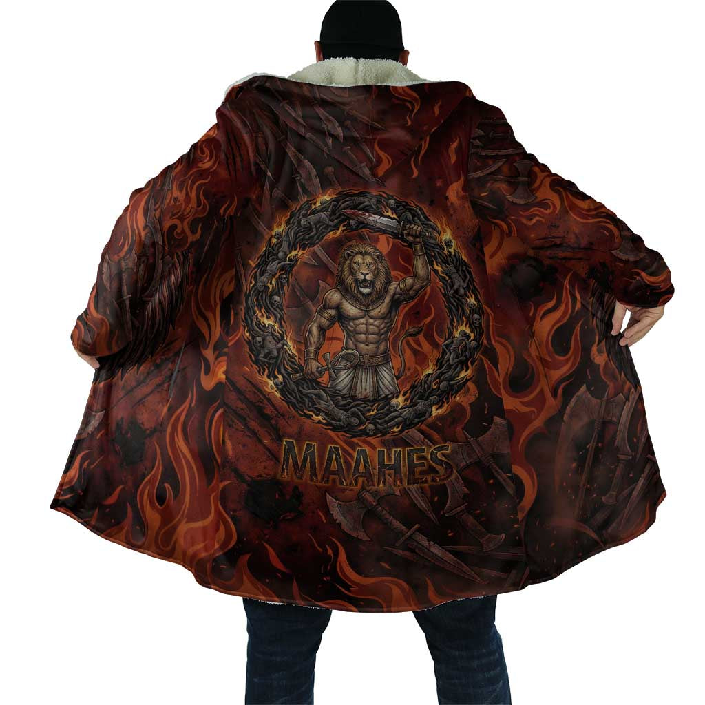 Maahes Cloak Ancient Egyptian Fiery Red Flame - Roaring Lion Head - African Pride