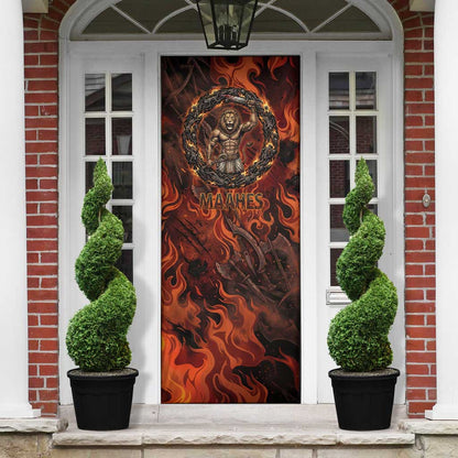 Maahes Door Cover Ancient Egyptian Fiery Red Flame - Roaring Lion Head - African Pride