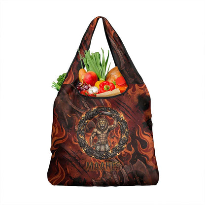 Maahes Grocery Bag Ancient Egyptian Fiery Red Flame - Roaring Lion Head - African Pride