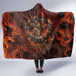 Maahes Hooded Blanket Ancient Egyptian Fiery Red Flame - Roaring Lion Head - African Pride