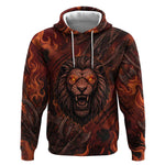 Maahes Hoodie Ancient Egyptian Fiery Red Flame - Roaring Lion Head - African Pride
