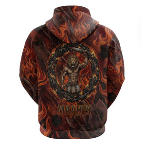 Maahes Hoodie Ancient Egyptian Fiery Red Flame - Roaring Lion Head - African Pride