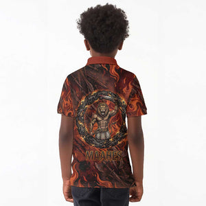 Maahes Kid Polo Shirt Ancient Egyptian Fiery Red Flame - Roaring Lion Head - African Pride