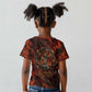 Maahes Kid T shirt Ancient Egyptian Fiery Red Flame - Roaring Lion Head - African Pride
