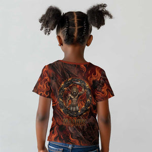Maahes Kid T shirt Ancient Egyptian Fiery Red Flame - Roaring Lion Head - African Pride