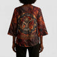 Maahes Kimono Sleeve Blouse Ancient Egyptian Fiery Red Flame - Roaring Lion Head - African Pride