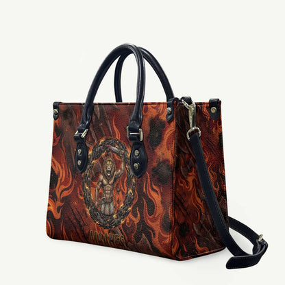 Maahes Leather Bag Ancient Egyptian Fiery Red Flame - Roaring Lion Head - African Pride