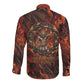 Maahes Long Sleeve Button Shirt Ancient Egyptian Fiery Red Flame - Roaring Lion Head - African Pride