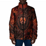 Maahes Padded Jacket Ancient Egyptian Fiery Red Flame - Roaring Lion Head - African Pride