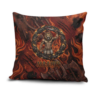 Maahes Pillow Cover Ancient Egyptian Fiery Red Flame - Roaring Lion Head - African Pride