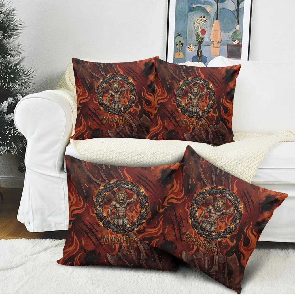 Maahes Pillow Cover Ancient Egyptian Fiery Red Flame - Roaring Lion Head - African Pride