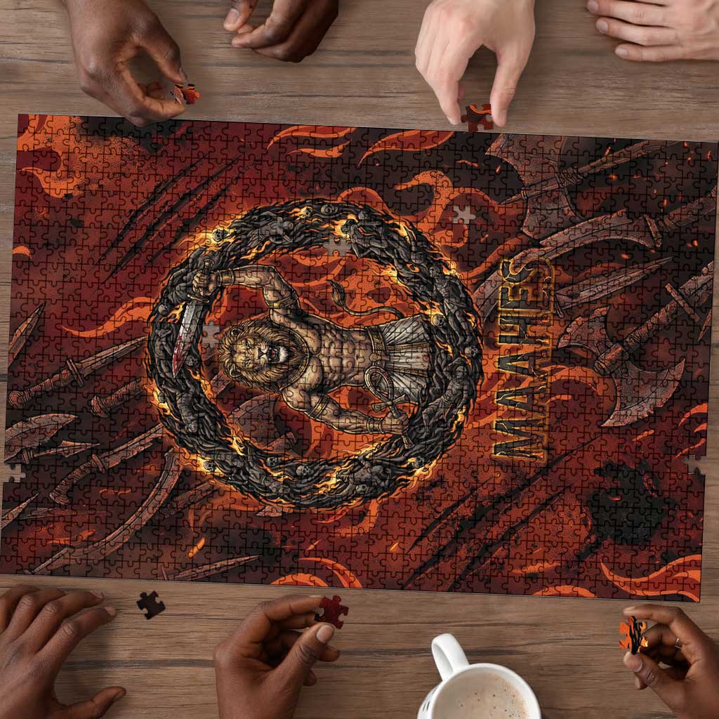 Maahes Puzzle Ancient Egyptian Fiery Red Flame - Roaring Lion Head - African Pride