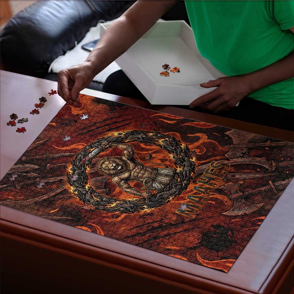 Maahes Puzzle Ancient Egyptian Fiery Red Flame - Roaring Lion Head - African Pride