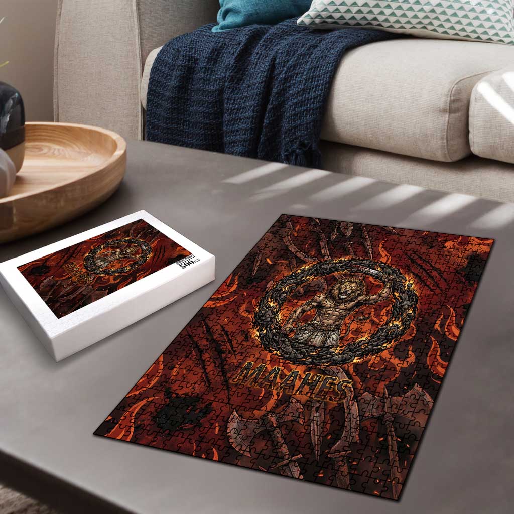 Maahes Puzzle Ancient Egyptian Fiery Red Flame - Roaring Lion Head - African Pride