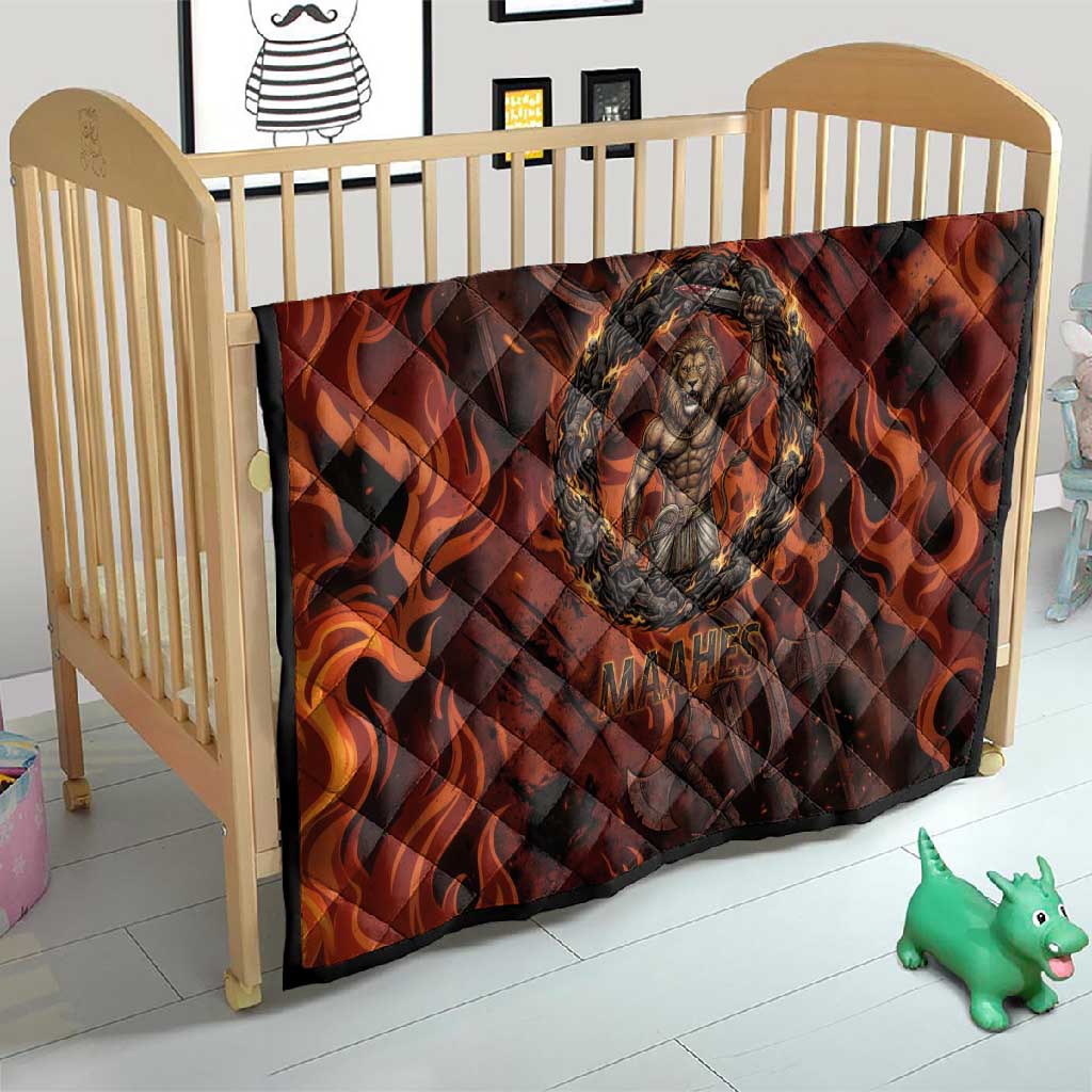 Maahes Quilt Ancient Egyptian Fiery Red Flame - Roaring Lion Head - African Pride