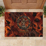 Maahes Rubber Doormat Ancient Egyptian Fiery Red Flame - Roaring Lion Head - African Pride