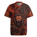 Maahes Rugby Jersey Ancient Egyptian Fiery Red Flame - Roaring Lion Head - African Pride