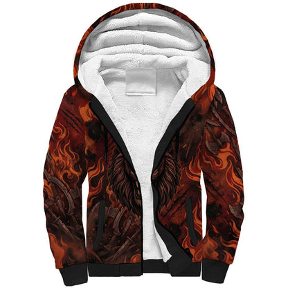 Maahes Sherpa Hoodie Ancient Egyptian Fiery Red Flame - Roaring Lion Head - African Pride