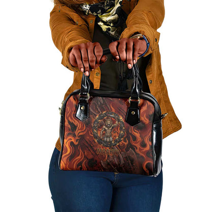 Maahes Shoulder Handbag Ancient Egyptian Fiery Red Flame - Roaring Lion Head - African Pride