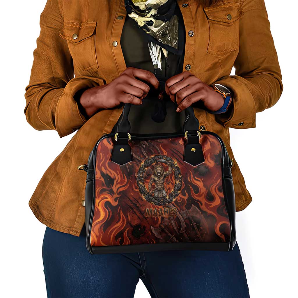 Maahes Shoulder Handbag Ancient Egyptian Fiery Red Flame - Roaring Lion Head - African Pride