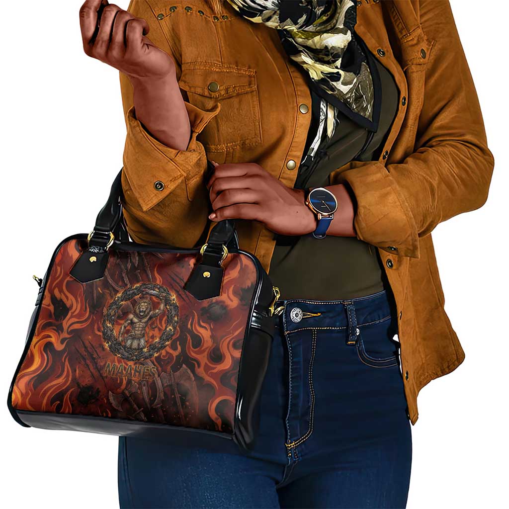 Maahes Shoulder Handbag Ancient Egyptian Fiery Red Flame - Roaring Lion Head - African Pride