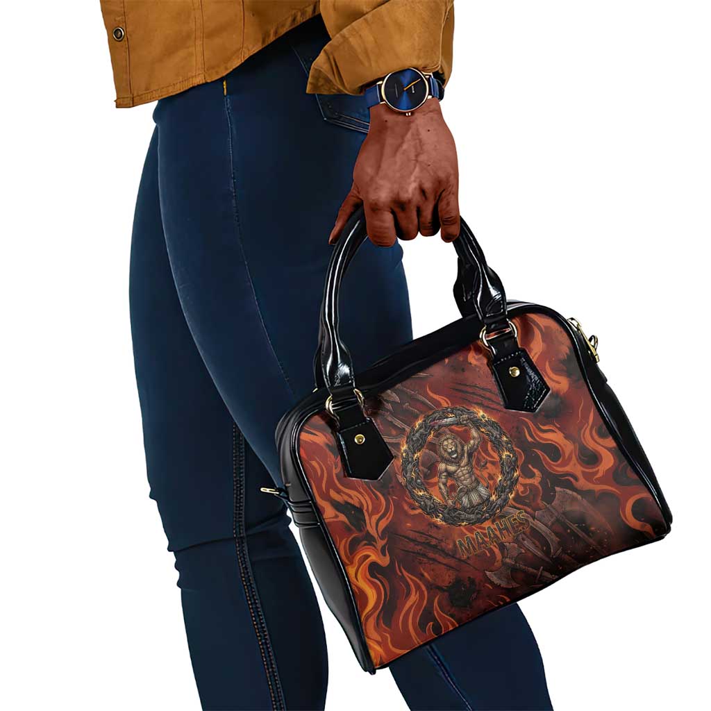 Maahes Shoulder Handbag Ancient Egyptian Fiery Red Flame - Roaring Lion Head - African Pride