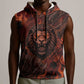 Maahes Sleeveless Hoodie Ancient Egyptian Fiery Red Flame - Roaring Lion Head - African Pride