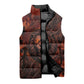 Maahes Sleeveless Puffer Jacket Ancient Egyptian Fiery Red Flame - Roaring Lion Head - African Pride