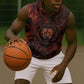 Maahes Sleeveless Zip Hoodie Ancient Egyptian Fiery Red Flame - Roaring Lion Head - African Pride