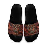 Maahes Slide Sandals Ancient Egyptian Fiery Red Flame - Roaring Lion Head - African Pride