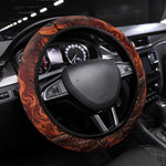 Maahes Steering Wheel Cover Ancient Egyptian Fiery Red Flame - Roaring Lion Head - African Pride