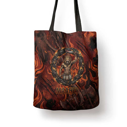 Maahes Tote Bag Ancient Egyptian Fiery Red Flame - Roaring Lion Head - African Pride
