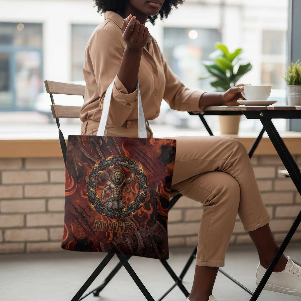 Maahes Tote Bag Ancient Egyptian Fiery Red Flame - Roaring Lion Head - African Pride