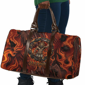 Maahes Travel Bag Ancient Egyptian Fiery Red Flame - Roaring Lion Head - African Pride