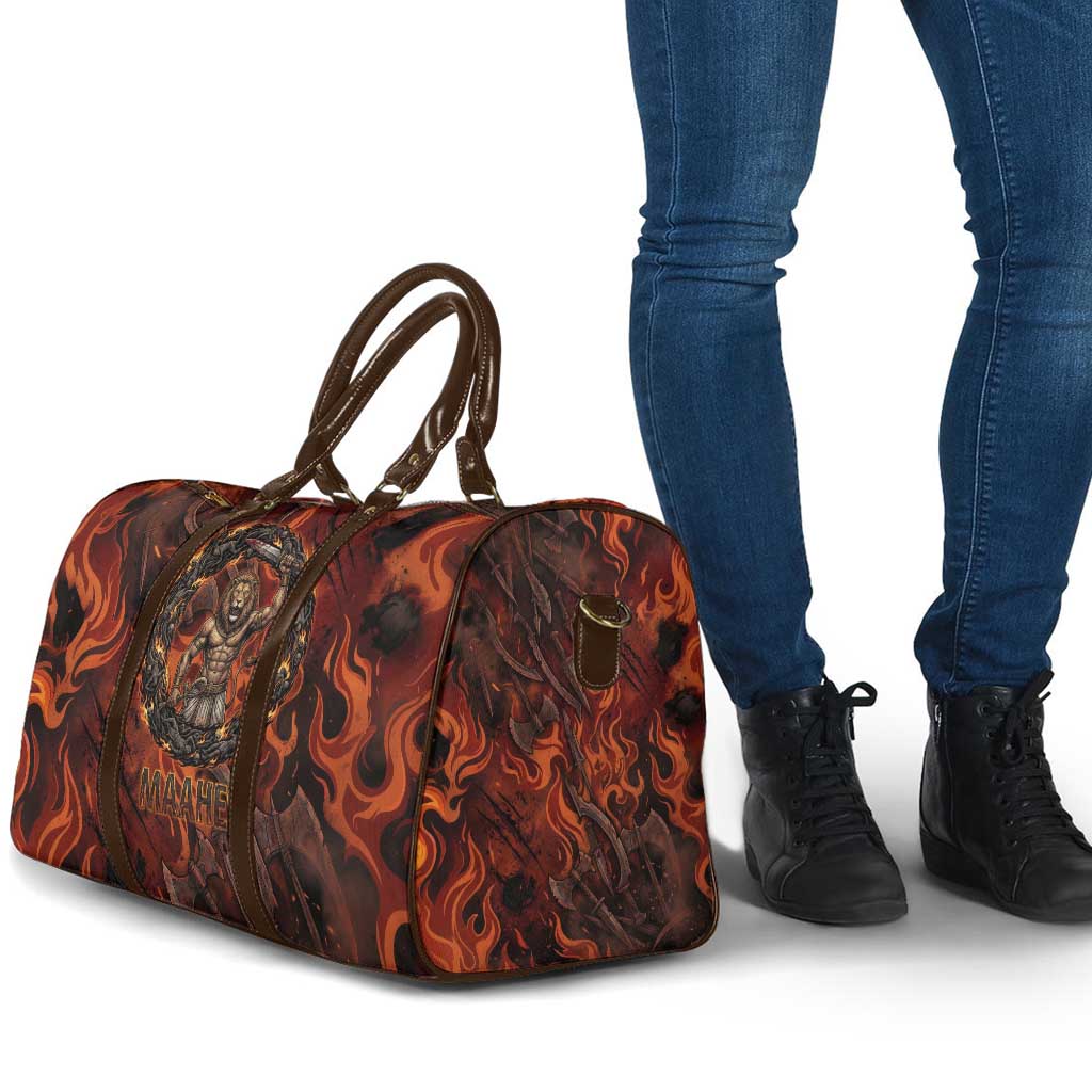 Maahes Travel Bag Ancient Egyptian Fiery Red Flame - Roaring Lion Head - African Pride