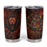 Maahes Tumbler Cup Ancient Egyptian Fiery Red Flame - Roaring Lion Head - African Pride