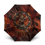 Maahes Umbrella Ancient Egyptian Fiery Red Flame - Roaring Lion Head - African Pride