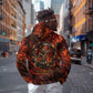 Maahes Zip Hoodie Ancient Egyptian Fiery Red Flame - Roaring Lion Head - African Pride