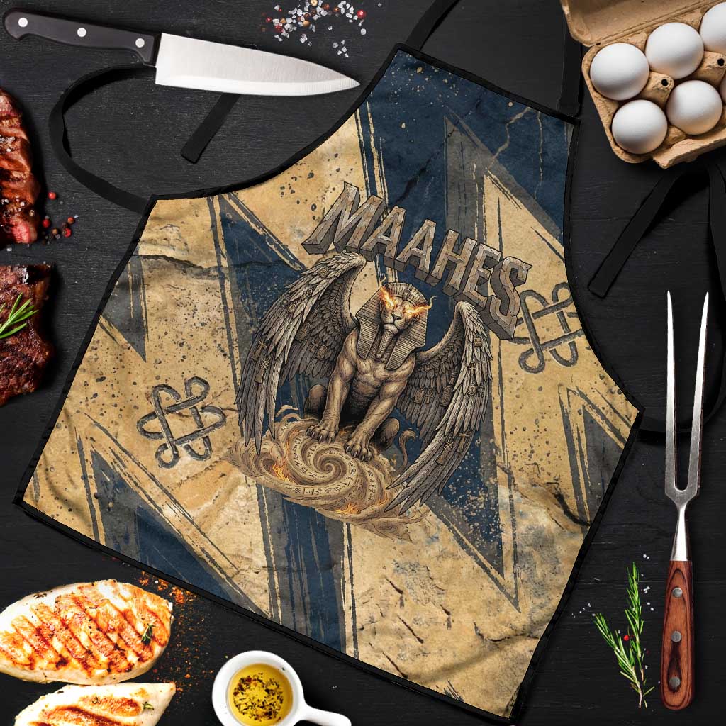 Maahes Ancient Egyptian Apron Geometric Pattern Winged Lion Deity, and Sacred Lotus Motif - African Pride