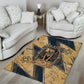 Maahes Ancient Egyptian Area Rug Geometric Pattern Winged Lion Deity, and Sacred Lotus Motif - African Pride