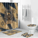 Maahes Ancient Egyptian Bathroom Set Geometric Pattern Winged Lion Deity, and Sacred Lotus Motif - African Pride