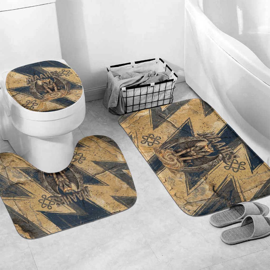 Maahes Ancient Egyptian Bathroom Set Geometric Pattern Winged Lion Deity, and Sacred Lotus Motif - African Pride