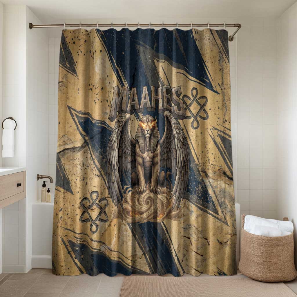 Maahes Ancient Egyptian Bathroom Set Geometric Pattern Winged Lion Deity, and Sacred Lotus Motif - African Pride