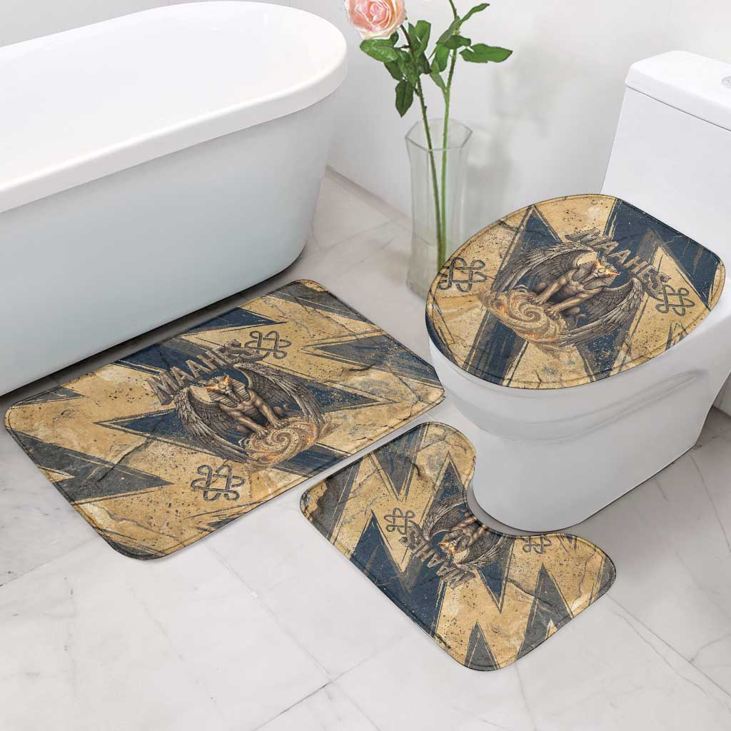Maahes Ancient Egyptian Bathroom Set Geometric Pattern Winged Lion Deity, and Sacred Lotus Motif - African Pride