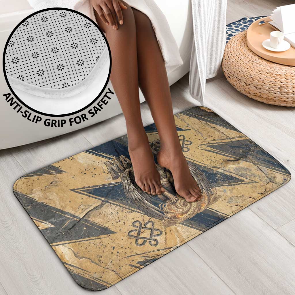 Maahes Ancient Egyptian Bathroom Set Geometric Pattern Winged Lion Deity, and Sacred Lotus Motif - African Pride