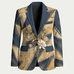 Maahes Ancient Egyptian Blazer Geometric Pattern Winged Lion Deity, and Sacred Lotus Motif - African Pride