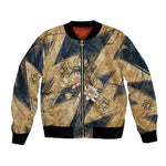 Maahes Ancient Egyptian Bomber Jacket Geometric Pattern Winged Lion Deity, and Sacred Lotus Motif - African Pride
