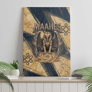 Maahes Ancient Egyptian Canvas Wall Art Geometric Pattern Winged Lion Deity, and Sacred Lotus Motif - African Pride