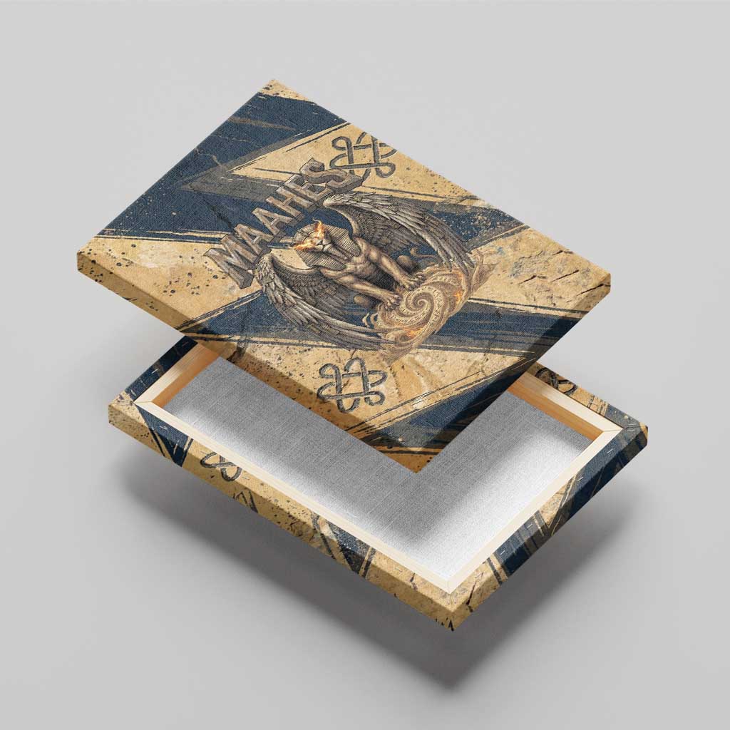 Maahes Ancient Egyptian Canvas Wall Art Geometric Pattern Winged Lion Deity, and Sacred Lotus Motif - African Pride